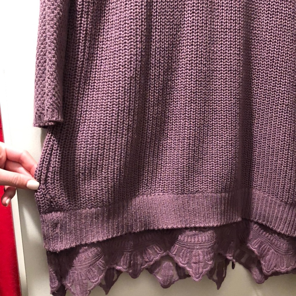 Long Sweater with Lace Bottom